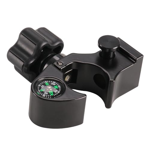 DMITER Aluminum Data Collector Holder â€“ Quick Release Clamps Open Clamp Bracket with Compass, GNSS Accessory Pole Clamp for 32mm/1.25\" Poles, T-Style Claw Type Holder for GPS Surveying Equipment