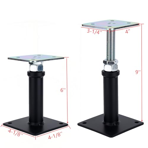 Image of 4 Pack Adjustable Floor Jack Post, 6''-9'' Height Range, House Floor Jacks Post Pole for Leveling, Mini Screw Jack, 6000 lb Capacity