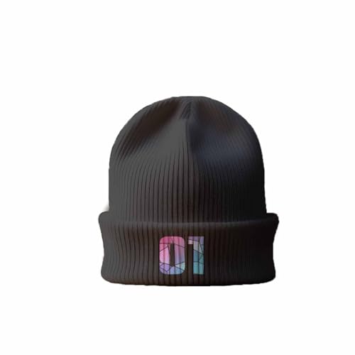 Bonnet 01 Number cuffed en maille épaisse gris foncé
