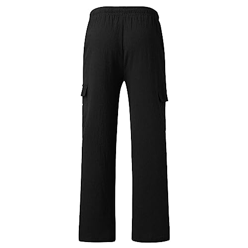 evzosrz Mens Casual Pants Loose Fit Yoga Beach Elastic Waist Drawstring Baggy Cargo Pant Trousers Overalls with Pockets3