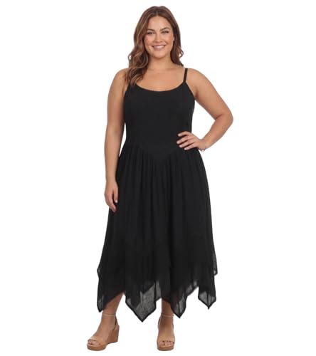 Image of Sakkas Rayon Embroidered Stonewashed Adjustable Spaghetti Straps Long Dress