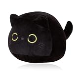 OPVXZAD Peluche Pequeños Gato Negro,25CM Almohadas de Peluche Gato,Muñeca De Felpa De Gatos,Animales Plush Abrazando Regalo para Amantes de Gatos