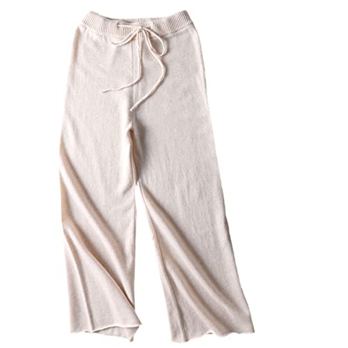 Pantalon tricoté taille haute femme keusyoi en laine épaisse large C
