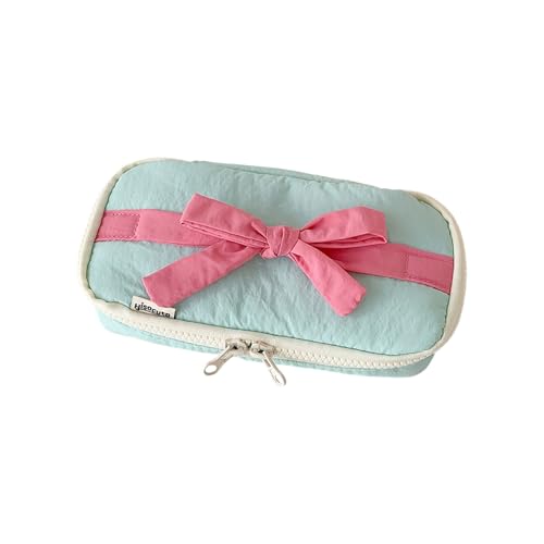 Multifunctional Pencil Bag Large Capacity Fabric Pencil Case Bowknot Pen Pouches Travel Makeup Bag for School Soft Polyester Cot