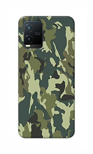 Image of Printed Hard Back Cover Case for Vivo T1x Back Cover (Green Army Camouflage) -1803