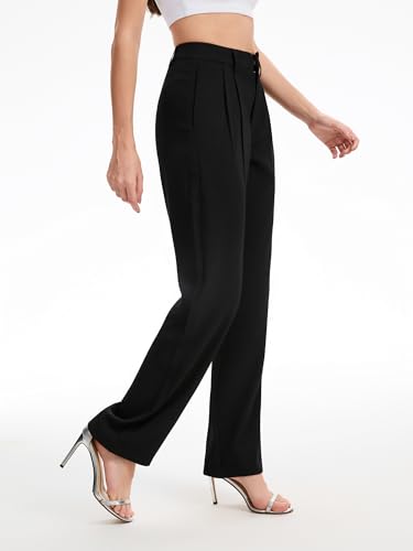 High Waisted Work Dress Pants for Women Straight Leg Business Casual Trousers with Pocket2