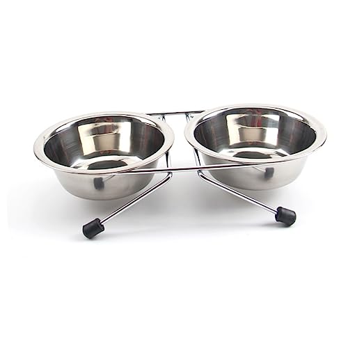 PERSELOSO ペット用ステンレス製フードボウルとウォーターボウル 耐久性フレーム付き 取り外し可能 滑り止め設計 ドッグキャット用給餌器