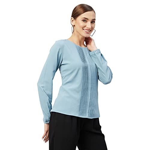 Image of Carlton London Women's Solid Regular Fit Blouse