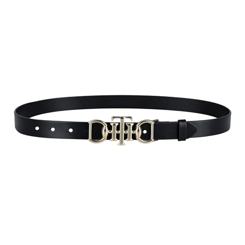 Tommy Hilfiger Women's TH Horsebit Statement Buckle Skinny Fashion Leather Belt for Jeans, Trousers and Dresses4
