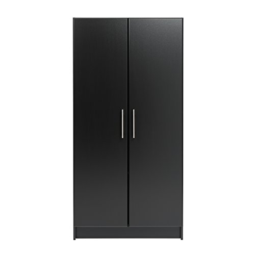 Prepac Elite 2 Door Standing Storage Cabinet, 16" D X 32" W X 65" H, Black #TOP4