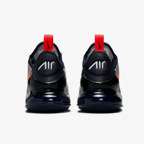 Nike Air Max 270 Tênis infantil grande (943345-033, cinza futebol/azul trovão/azul foto/preto), Cinz