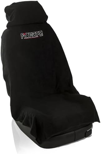 fixcape Baumwolle Schonbezug Autositz vorne universal schwarz, Auto-Sitzbezug Vordersitze Frottee, Autositzschoner Cotton, Auflage Schutz Fahrersitz