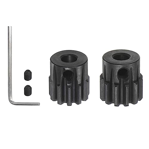 HARFINGTON Mod 1 M1 Pinion Motor Gear Set 2pcs 11T 12T Fit 5mm RC Motor Shaft M1 Pitch Gears for RC Car, with Hex Key