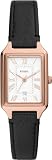 Fossil Orologio Raquel da donna, Movimento al quarzo a tre lancette con cinturino in pelle, 23 mm, Nero e oro rosa