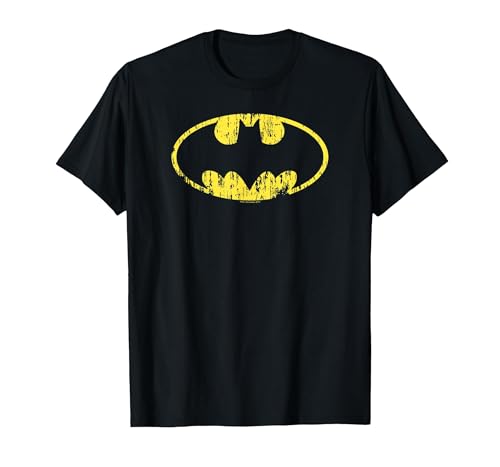 Image of Batman Classic Logo Distressed T-Shirt, Men, Black, Medium