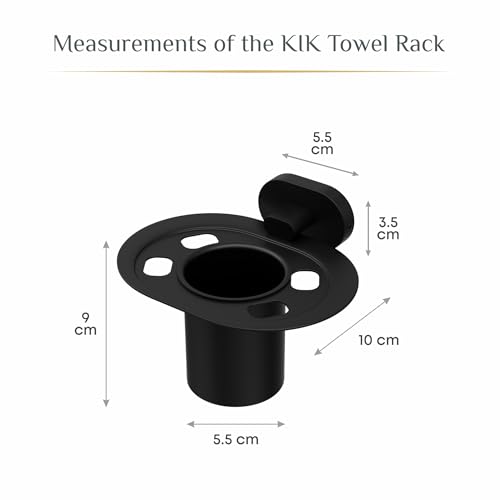 Image of LAPO Modern Tumbler Holder for Bathroom, 304 Stainless Steel Wall Mounted Cup Stand for Toothbrush & Daily Essentials, 25 Years Warranty (Black Finish) - KIK