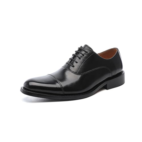 Men's Three Joint Business Leather Shoes Oxfords(Black,6.5)