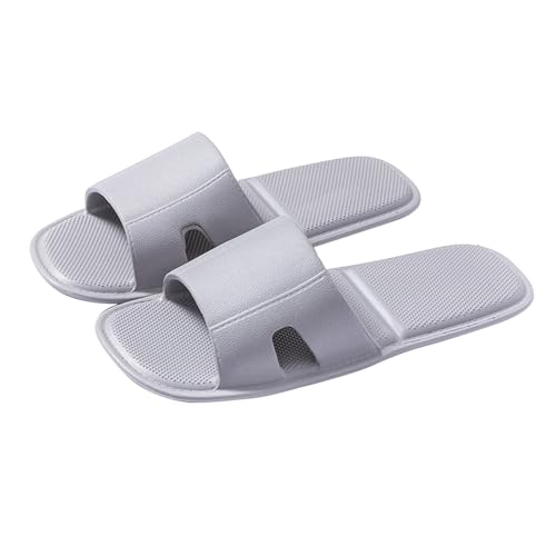Pantofole da uomo, adatte per viaggi, portatili, antiscivolo, leggere, comode, tinta unita, ad asciugatura rapida, suola piatta, grigio., L