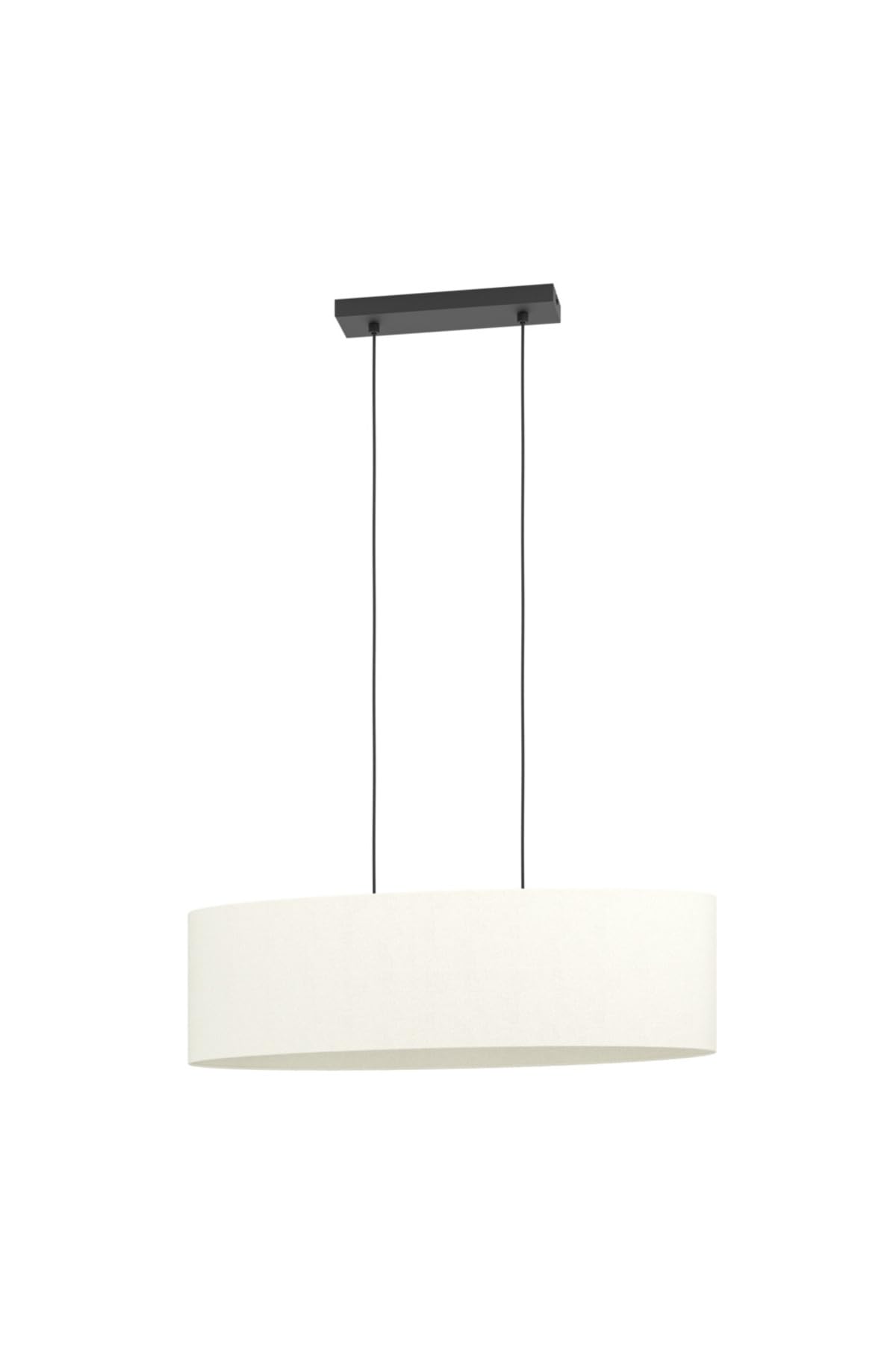 Eglo Pendant Lighting Febres, Hanging lamp Above Dining Table, Oval Dining Room Ceiling Light Fixture Made of bouclé Fabric, Metal in Black and Textile in White, E27 Socket, 78 cm