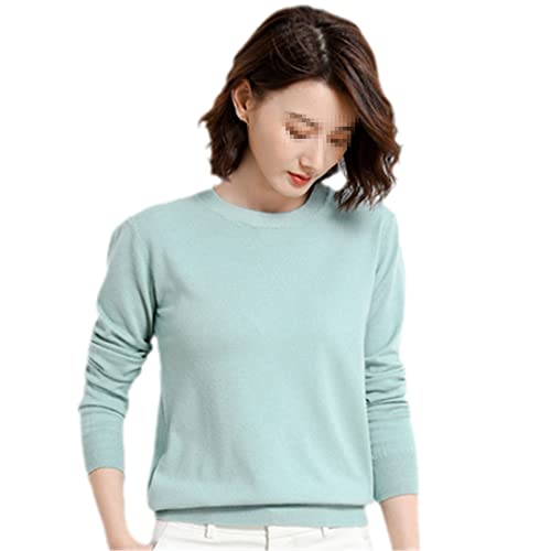 Suéter de cachemira para mujer, suéter básico de punto con cuello redondo, Como se muestra en la imagen., M