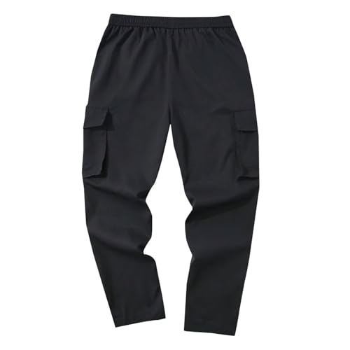 Cargo Pants for Men Multi Pockets Casual Hiking Jogger Running Trousers Elastic Waist Drawstring Lightweight Clothes3