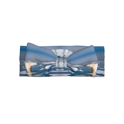 Polar Bear Ice Prints Baby Bow Headband Super Stretchy Soft Bows Hair Accessories for Newborn Infants Toddlers Kids Girls