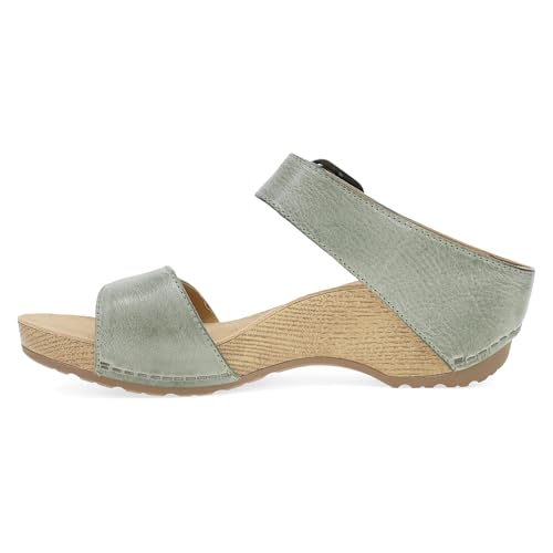 Image of Dansko Tanya Slip-On Wedge Sandal for Women - Cushioned, Contoured Footbed for All-Day Comfort and Support - Hook & Loop Strap with Buckle Detail - Lightweight Rubber Outsole