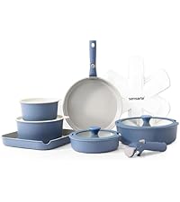 Batterie de Cuisine SENSARTE Induction 17Pcs, Compatible Lave-vaisselle, Antiadhésif Recycled Claim Standard 3152UblrADL. AC SR200,225