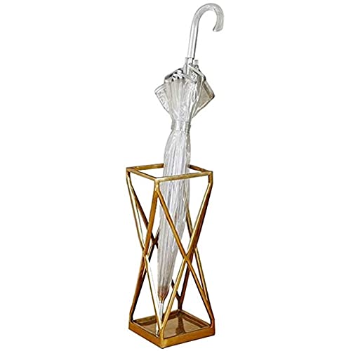 FBBSZSD Porte Parapluie Métal Doré avec Egouttoir - Porte Parapluie pour Canne Parapluie Longue/Courte 25×25×58cm Cover