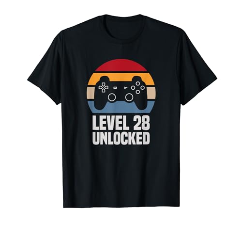 Level 28 Unlocked 28º Cumpleaños 28 Años Videojuego Camiseta