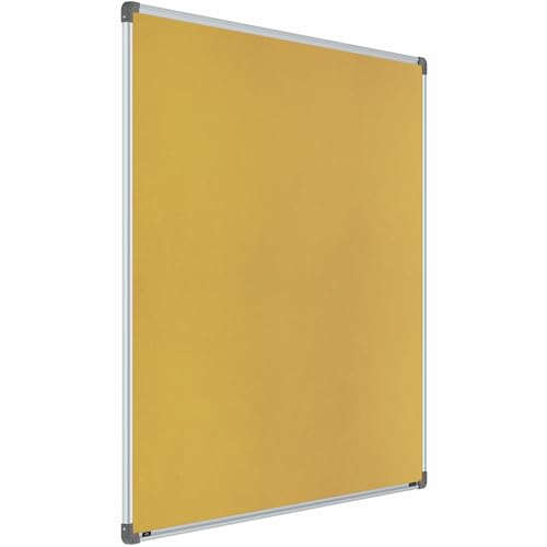 Image of Scholar Art Metis 4x5 Feet Bulletin Board for Office, Home & School | Vibrant & Versatile Crape Cloth + High Density Soft Board for Pinning Photos, Sticky Notes & Reminders (Yellow)