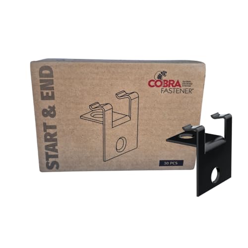 COBRA START & END - Boîte de 30 Clips Départ/Fin + Vis Inox A2 Autoforantes - pour Terrasse rainurée - Compatible lambourde Bois & Aluminium - Embout inclus