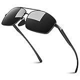 Sonnenbrille Herren Polarisiert Pilotenbrille, UV400 Schutz Ultraleichte Angelbrille,Sonnenbrille Fahren Fahrbrille Laufen Sportbrille Al-Mg Metallrahmen mit Federscharnier CAT 3 CE