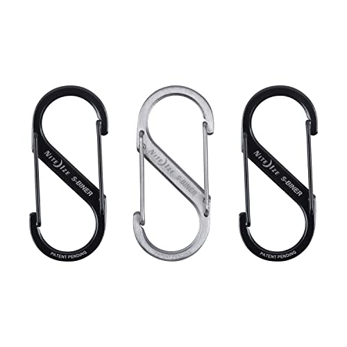Nite IZE S-Biner Stainless Steel Dual Carabiner #2, Dual Gated Carabiner for Keys and Gear, 3 Pack, Black/Stainless