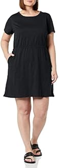 Amazon Essentials Women's Cotton Jersey T-Shirt Midi Dress Short Sleeve Elasticated Waist