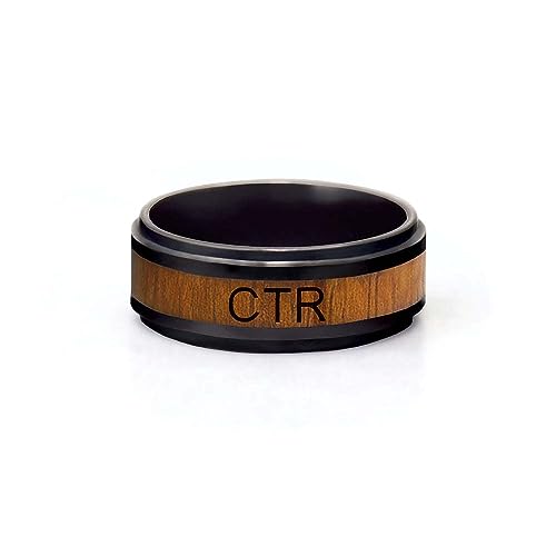 Frontier Wood Inlay with Black Ceramic LDS CTR Ring by