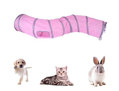 Image of iCAGY Cat Tunnel for Indoor Cats Interactive, Rabbit Tunnel Toys, Pet Toys Play Tunnels for Cats Kittens Rabbits Puppies Crinkle Pop Up 47 inch Shape S