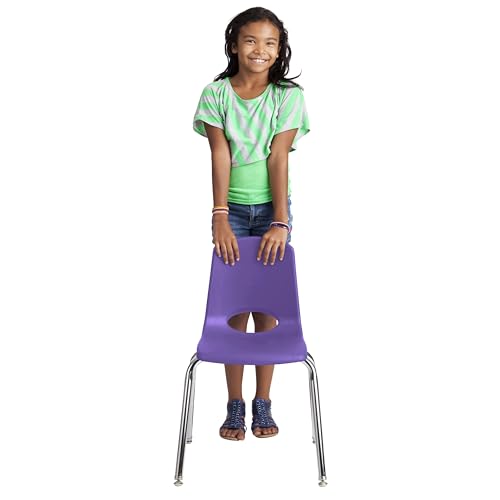 Image of FDP 16 inch School Stack Chair, Stacking Student Seat with Chromed Steel Legs and Swivel Glides for Classroom, Homeschool or Office - Purple (2-Pack), 13049-PU