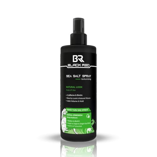 Black Red Sea Salt Spray for Hair, 200 ml | Effortless Messy Waves | Matte Texture & Natural Volume | Light Hold, No Shine, No Crunch | Texturising Spray for Men with Caffeine & Biotin