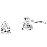 Vintage Pear Cut Stud CZ Earrings | Silver | Cubic Zirconia Solitaire Studs | Silver