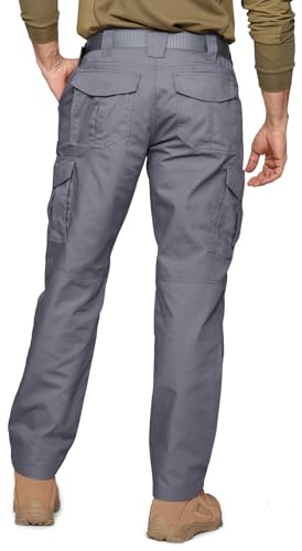 SPOSULEI Cargohose Herren Leichte Outdoor Wanderhose Arbeitshosen Männer Ripstop Taktische Hose Sommer mit Multi Taschen Dunkelgrau 34Wx34L