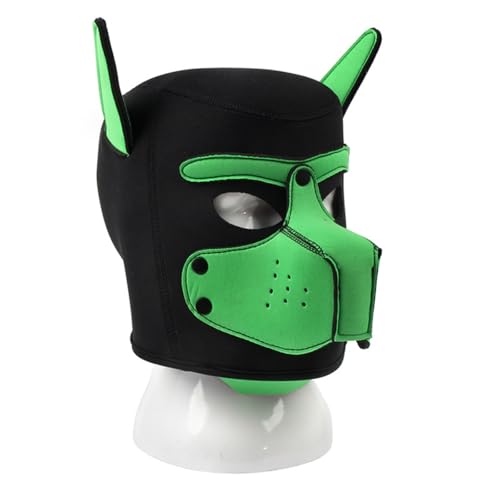 Hdynasty Masque complet de chien fait à la main, cosplay, accessoires pour costumes d'Halloween, masques de tête d'animaux gothiques créatifs (Vert)
