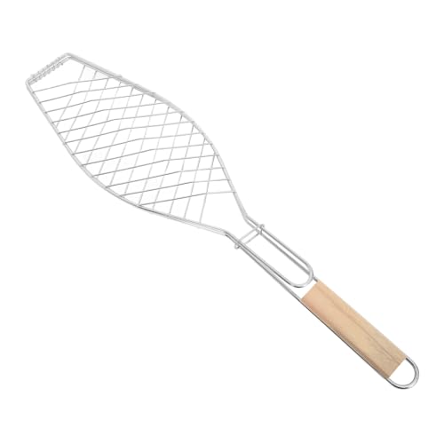Parliky Portable Metal Fish Shaped Bbq Clip Heavy Duty Grilling Basket for Fish Steak and Vegetables Ergonomic Nonstick Design Easy to Clean for Outdoor Barbecues