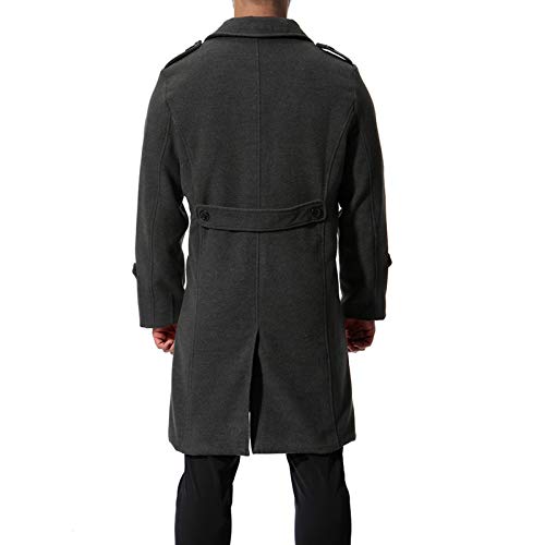 Elonglin Casaco Masculino de Lã Longo Fechamento de Botões Sobretudo Masculino Quente à Prova de Ven