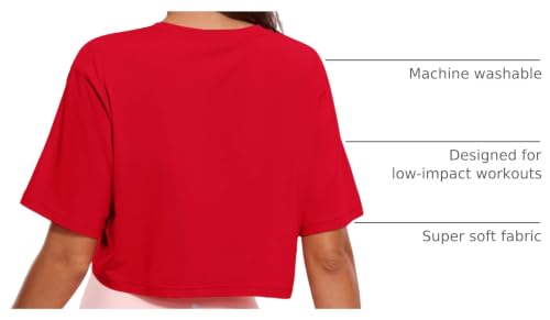 Image of CRZ YOGA Pima Cotton High Neck Crop T-Shirt | Workout, Naturally Soft, Loose Fit, Short Sleeve Tops for Women