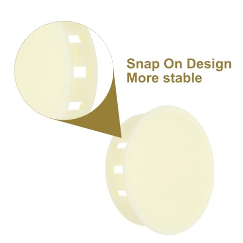 Image of MECCANIXITY 64PCS 35mm(1 3 /8 inch) Cream White Plastic Hole Plugs, Flush Type Panel Hole Plugs Insert End Caps for Locking Hole Tubes Furniture Cabinet
