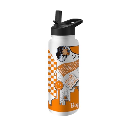 Image of Logo Brands NCAA Native 34 oz Quencher Water Bottle - | Local Icons Design | Double-Wall Insulated| Leak-Proof Lid & Built-In Straw