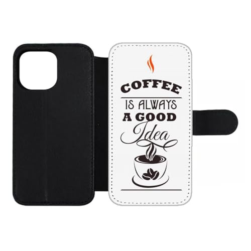 Étui en cuir pour iPhone 15 Pro Max blanc housse fermeture magnétique café