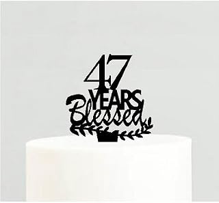 47th Birthday Anniversary Blessed Years Cake Decoration Topper