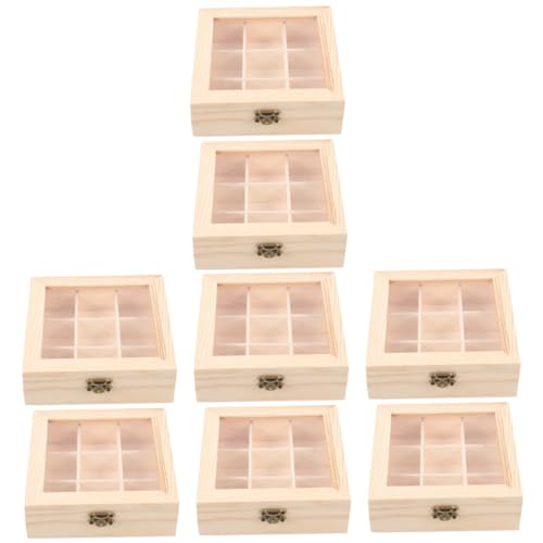 PRETYZOOM 4 Set Di Organizer Per Bustine Di Tè in Legno Con Finestra Scatola Di Immagazzinaggio Compatta Per Piccoli Oggetti Forniture Per La Casa Cucina E Ufficio 2 Pezzi * 4